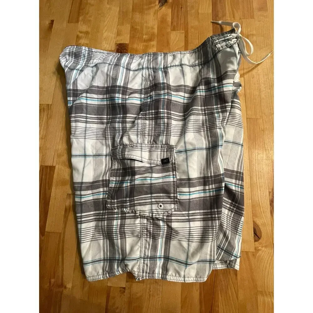 O'Neill Board Shorts drawstring Plaid Mesh lined Swimwear Beach Pool Size 40 EUC
